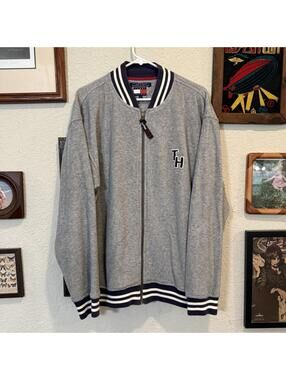 Vintage 90s Tommy Hilfiger Cardigan Sweater Jacket Mens Large Full Zip Preppy